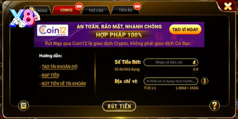 Điều kiện để được rút tiền X8